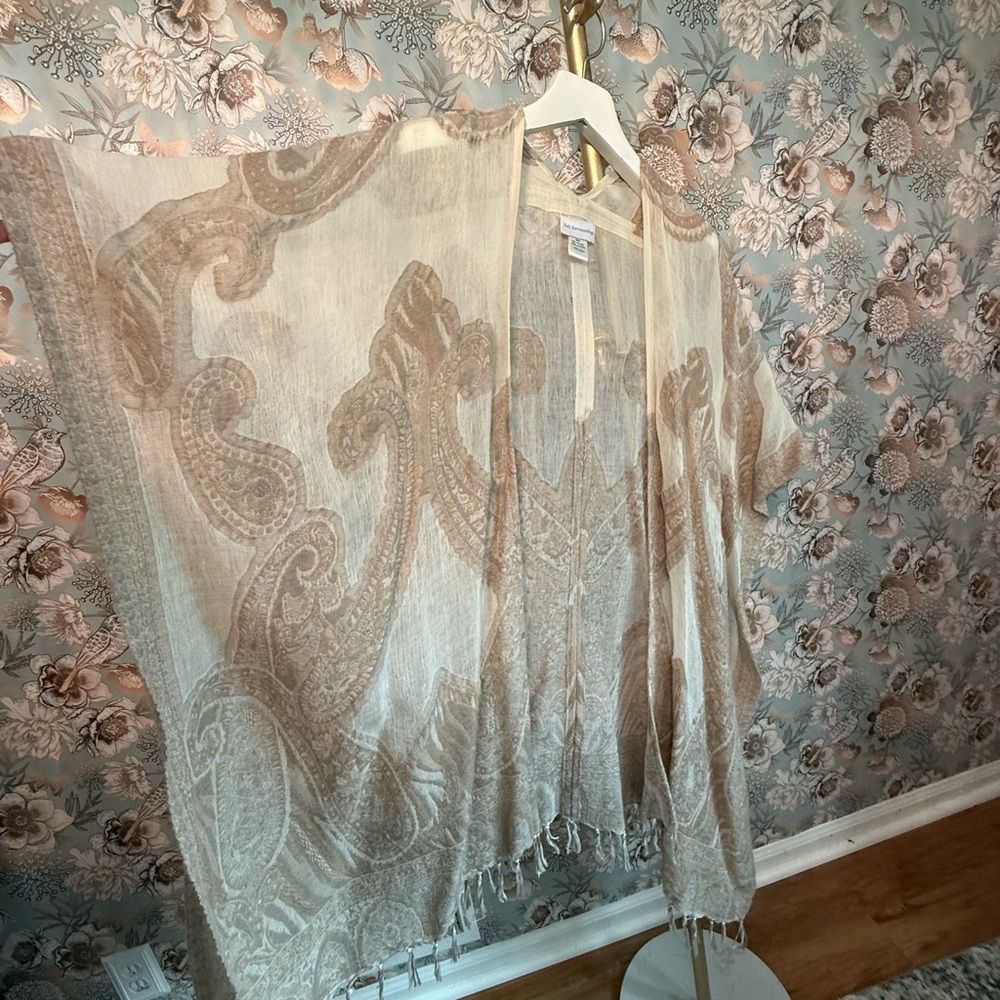 Soft Surroundings Cream Sheer Wool Cover-Up